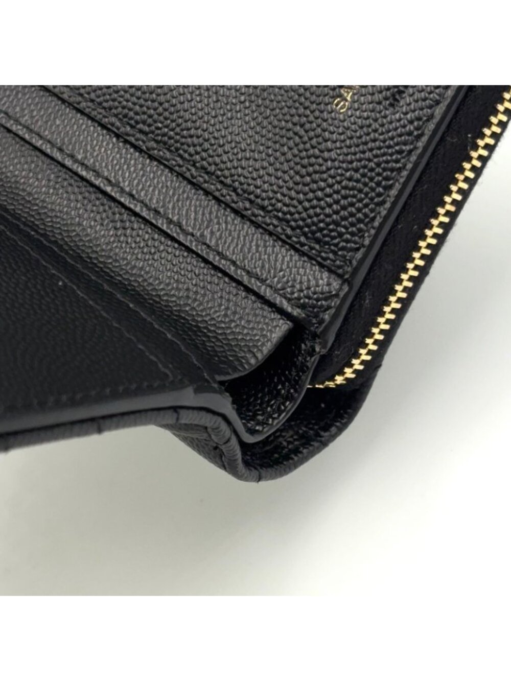 Saint Laurent Paris Monogram Compact Zip Around Caviar Leather Black Wallet Gold - Picture 8 of 13